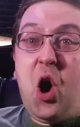 eric butts, animated, crying, glasses, open mouth, real life, shaking, smile, soyboy