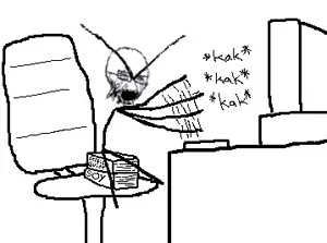 cryboy soyjak, selfish little fuck, angry, book, chair, computer, crying, desk, desktop, full body