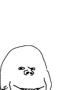 gapejak, danish twist, 1soyjak, monochrome, no eyebrows, small eyes, smile, soyjak, stubble, uncolored skin