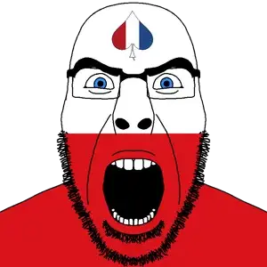 cobson, cobson front2, angry, beard, bushy eyebrows, facial mark, flag, forehead mark, glasses, looking at you