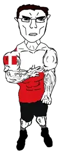 chudjak, chudjak front, unbotheredchud, arm, buff, closed mouth, clothes, ear, flag, full body
