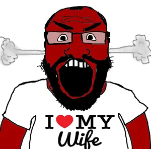 markiplier soyjak, science lover, angry, arm, balding, beard, closed mouth, fume, glasses, hair