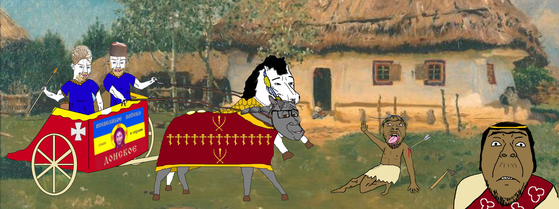 bernd, chudjak, gapejak, chud front, chud horse, 4soyjaks, animal, arrow, axe, background