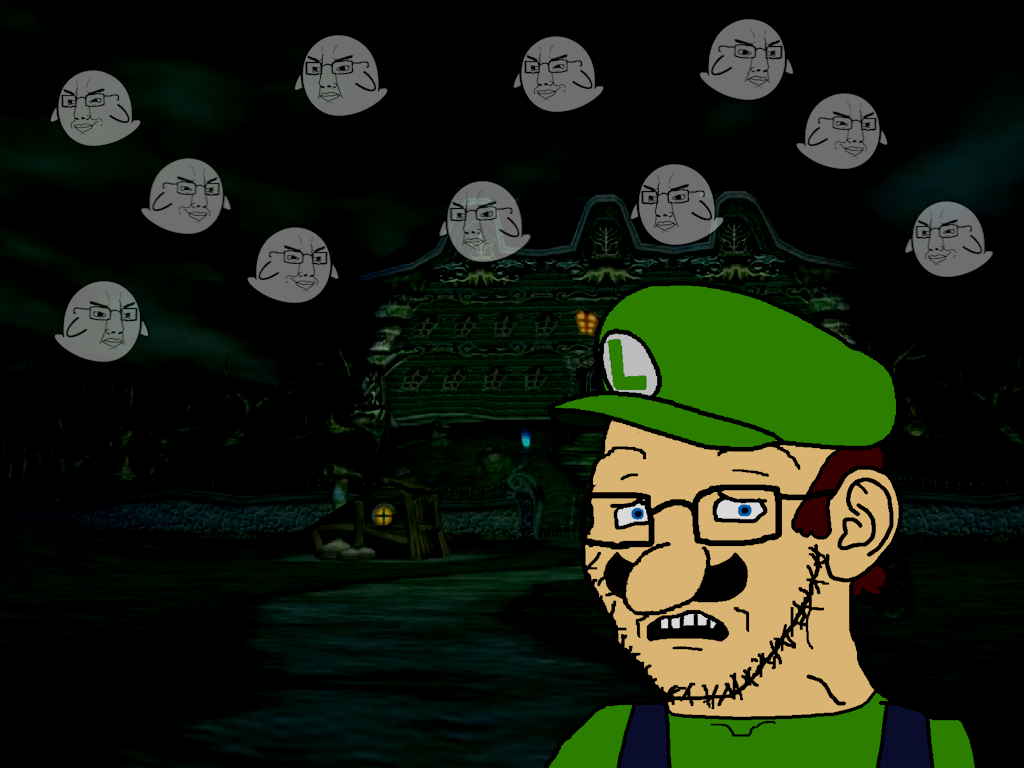 luigi, chudjak, soyak, soyak (concerned), blue eyes, boo, brown hair, clothes, ear, ghost