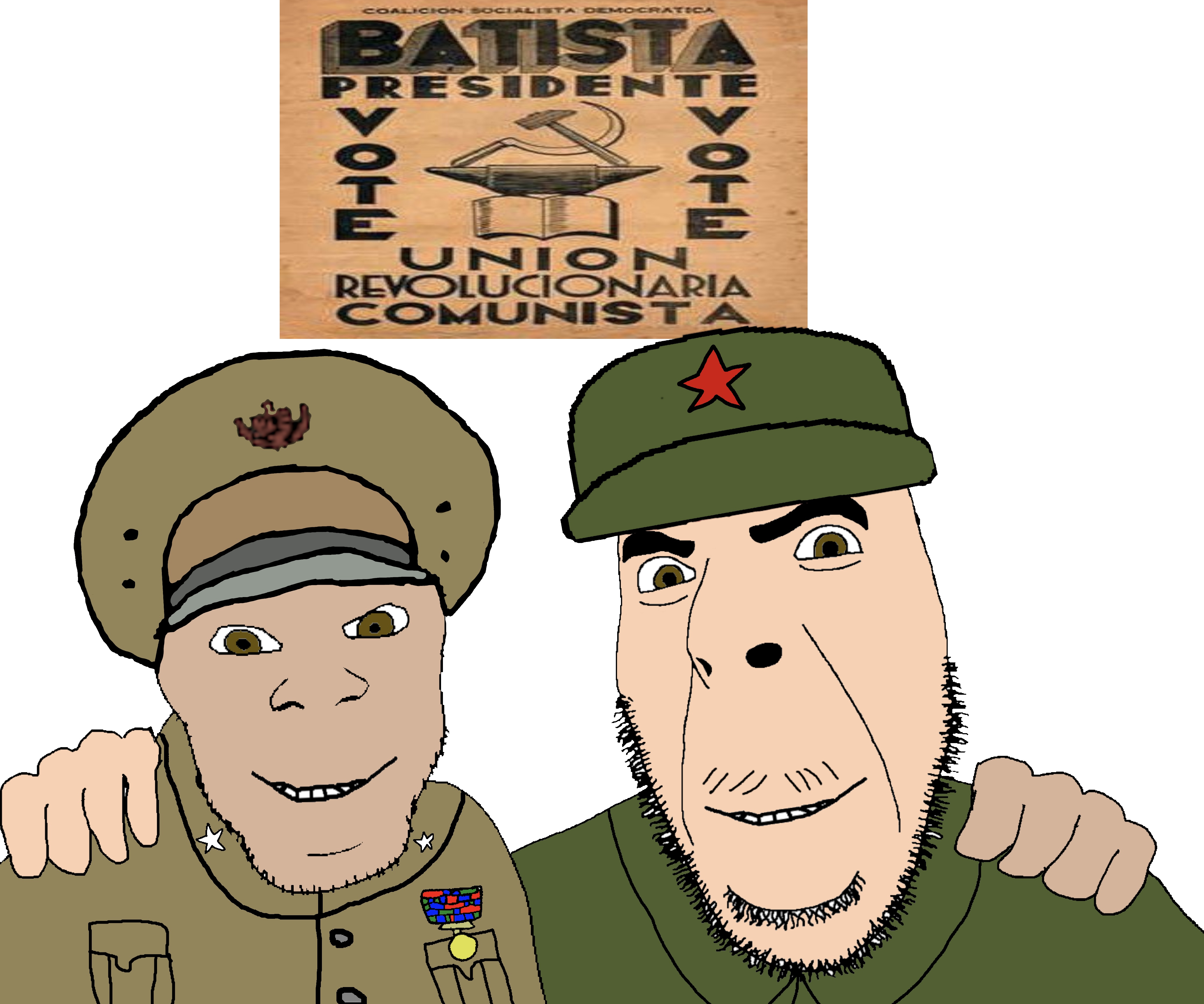 cobson, feraljak, no more brother wars, 2soyjaks, brown skin, clothes, communism, cuba, fidel castro, friendship