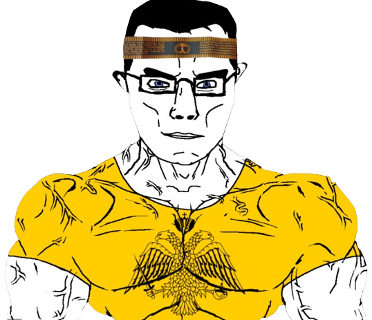 chudjak, chudjak front, muscular chud, arm, blue eyes, buff, christian cross, christian identity, christianity, closed mouth