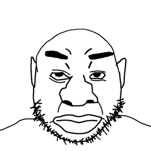 quanjak, beard, closed mouth, ear, hair, soyjak, stubble