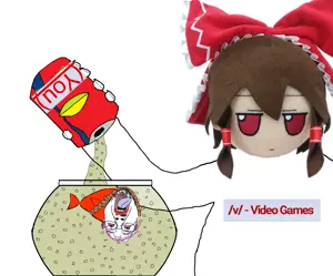reimu hakurei, bernd, (you), /v/, 4chan, animal, animal abuse, anime, arm, bloodshot eyes