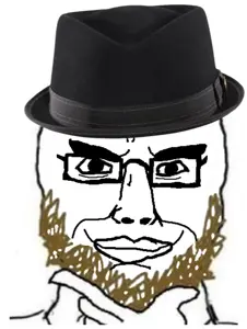 coomer wojak, wojak, chudjak, coomer, fedora, gooner, reddit, redditard, smug, thinking