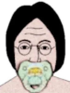 lennonjak, baby, glasses, hair, low quality, nose, pacifier, pink skin, stubble