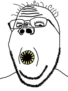 gapejak, wholesome soyjak, blood, eyelashes, glasses, hair, monster, nose ridge, open mouth, soyjak