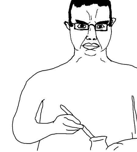 chudjak, chudjak front, animated, arm, drawing, ear, eyebrows, front view, glasses, hair