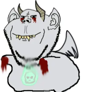 impish soyak ears, blood, bone, bones, cross, dance, ear, ears, full body, gray skin