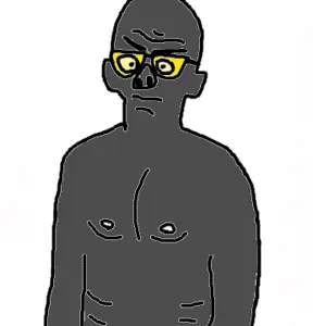 morrison, admin, bald, closed mouth, glasses, soot colors, white background