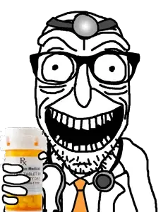rickjak, clothes, doctor, glasses, meds, necktie, open mouth, smile, stubble, teeth