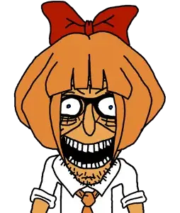 mymy schoppenboer, rickjak, bowtie, clothes, eyelashes, female, glasses, necktie, open mouth, orange hair