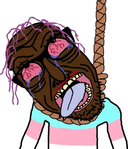 rickjak, bloodshot eyes, brown skin, dead, glasses, hanging, open mouth, rope, stubble, teeth