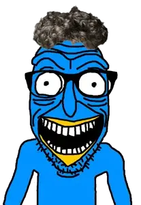 rickjak, x inmigrants, animal, beak, bird, blue skin, glasses, open mouth, smile, stubble