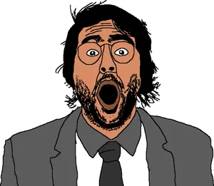 unknown, beard, brown skin, clothes, glasses, open mouth, suit