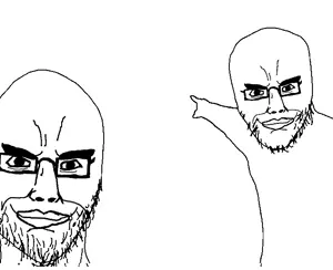 chudjak, two pointing soyjaks, 2soyjaks, merge, pointing