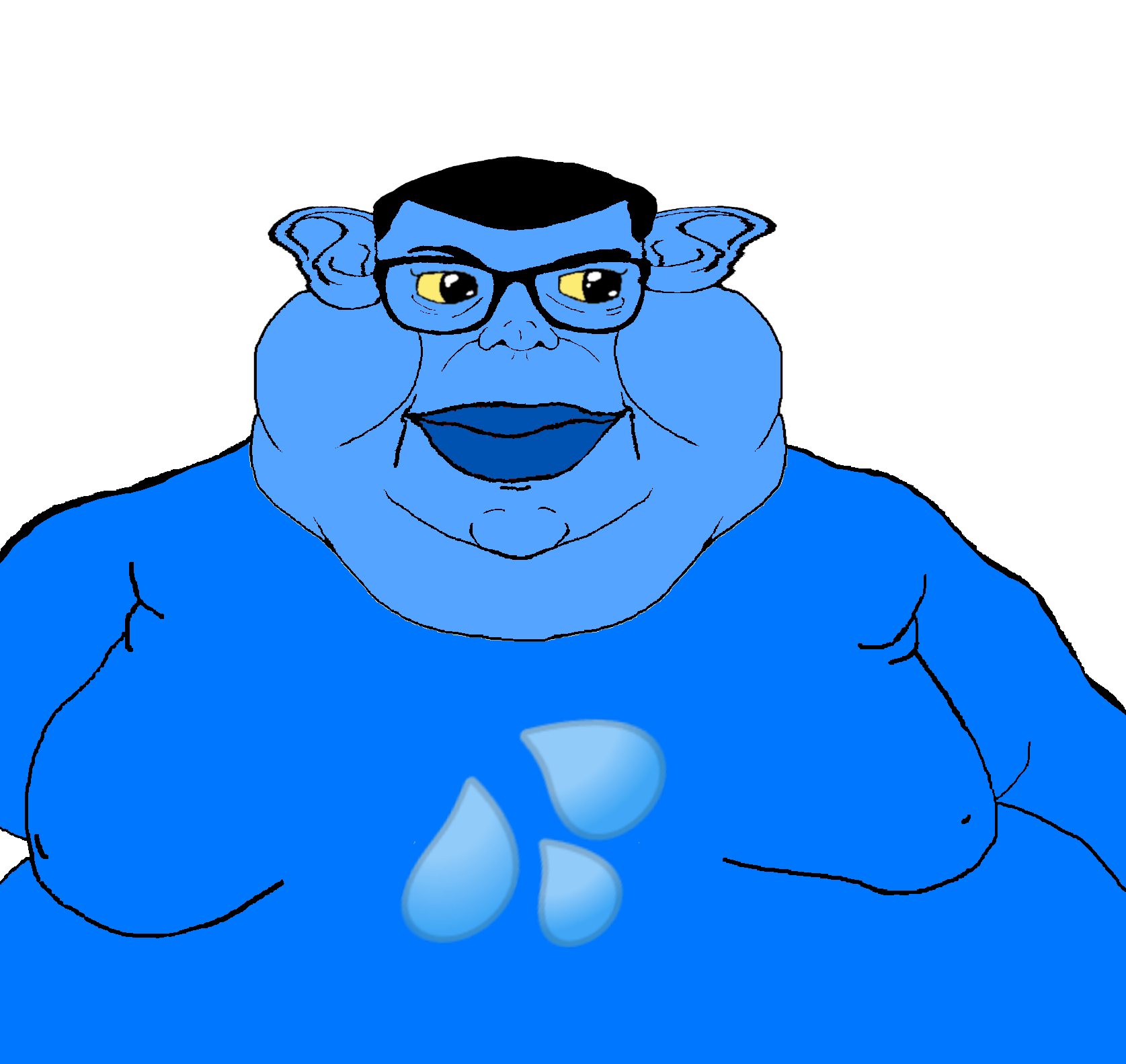 brandon, tacoblimp, branoon, blue lips, blue skin, closed mouth, clothes, ear, fat, glasses
