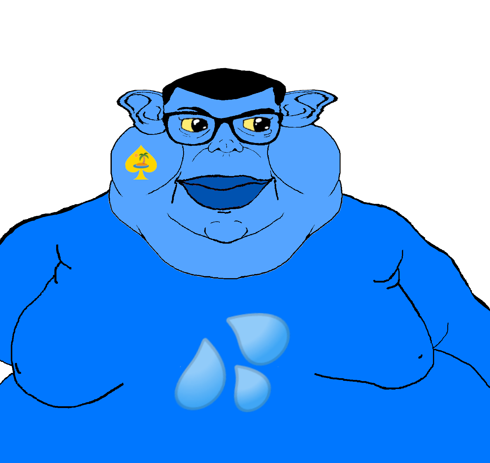 brandon, tacoblimp, branoon, beach, blue lips, blue skin, closed mouth, clothes, ear, fat