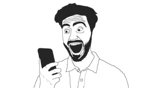 unknown, beard, hair, open mouth, phone, soyjak