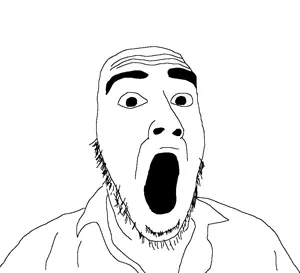 unknown, bald, beard, clothes, looking at you, open mouth, soyjak, stubble, white background