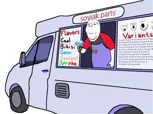a24 slowburn soyjak, gapejak, markiplier soyjak, soyak, wholesome soyjak, closed mouth, coal, drink, food, gem