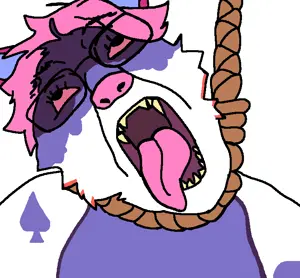 bernd, hanging troonjak, trannyfur, troonjak, ack, animal, anthro, bad teeth, dead, fur