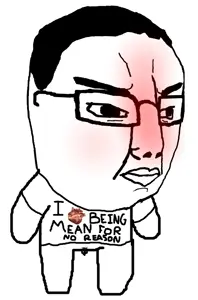chudjak, lil chuddy, angry, closed mouth, clothes, deformed, glasses, hair, red face, tshirt