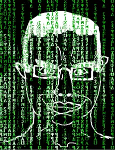 chudjak, chudjak front, 1soyjak, chud, closed mouth, eyebrows, front view, glasses, green text, hacker