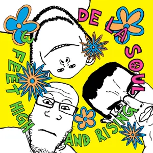 chudjak, impish soyak ears, markiplier soyjak, impish front, 3 feet high and rising (de la soul album), 3soyjaks, album cover, closed mouth, de la soul, drawn background