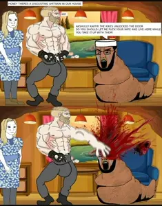 yes chad, chudjak, angry, arm, beard, brown skin, buff, clothes, comic, crying
