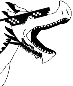 crimsonvoidhydra1488, dragonjak, glasses, horns, open mouth, sharp teeth, spike, spikes, sunglasses, teeth