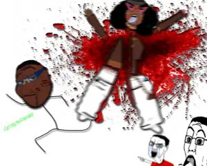 a  train kills black BLEACHED soytan for cheating on him with a CHUDCEL.....png