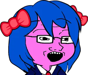 bury pink gril, soyak, /s4s/, blue hair, bowtie, clothes, glasses, hair, necktie, open mouth