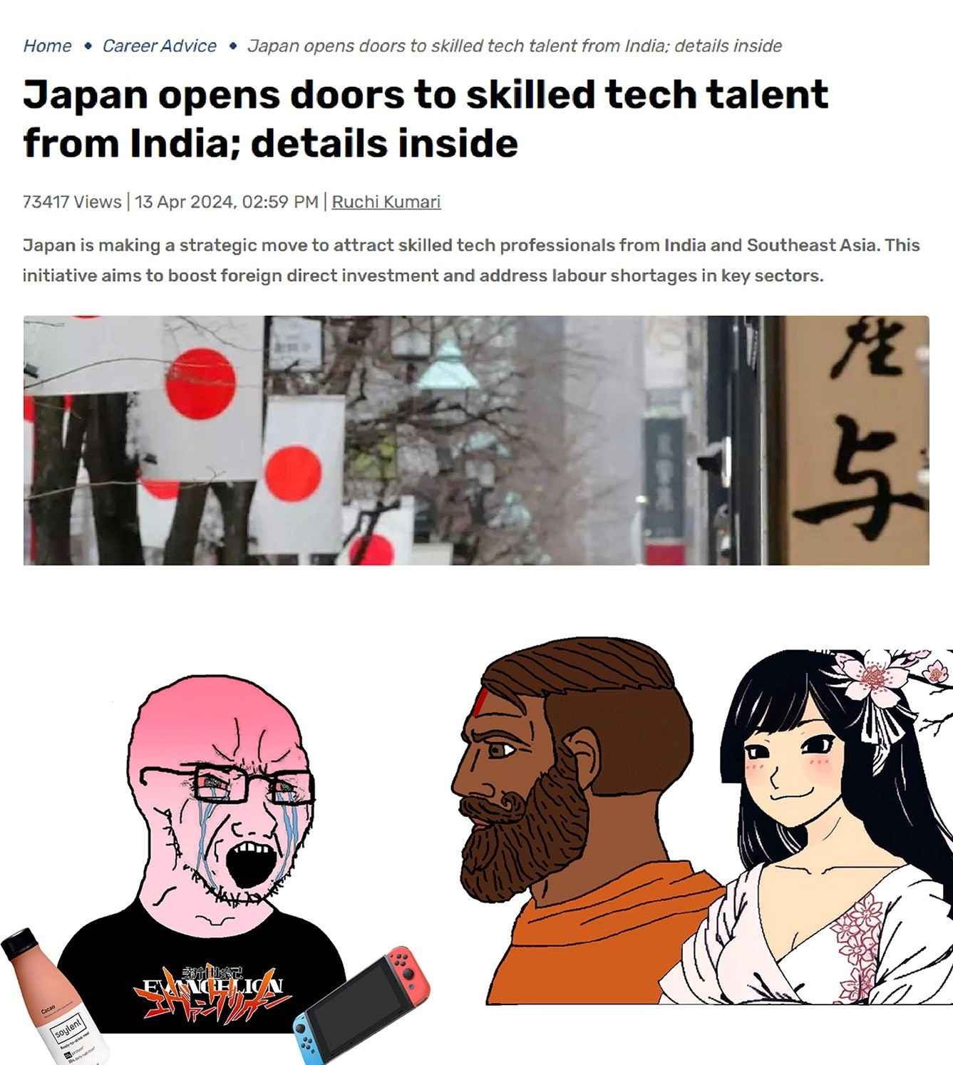 wojak, yes chad, soyak, brown skin, cleavage, crying, drink, female, india, indian