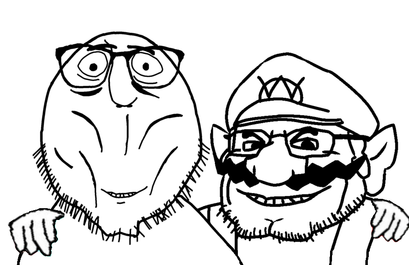 chris griffin, wario, chris griffin soyjak, wahjak, no more brother wars, 2soyjaks, beard, chin, closed mouth, clothes