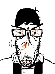 crimsonvoidhydra1488, markiplier soyjak, euromutt, euromutt, angry, beard, blood, clothes, glasses, hair