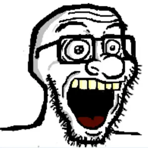 toonsoy, soyak, unknown, glasses, oekaki, open eyes, redraw, soyjak, tongue, yellow teeth