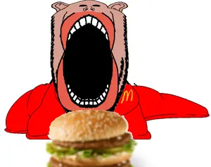 impish soyak ears, impish amerimutt, amerimutt, hamburger, mcdonalds, slug