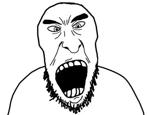 unknown, angry, nose, open mouth, stubble, teeth, white background, white noise (2005)