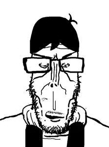 crimsonvoidhydra1488, markiplier soyjak, euromutt, euromutt, beard, clothes, glasses, hair, half open mouth, sunny (omori)
