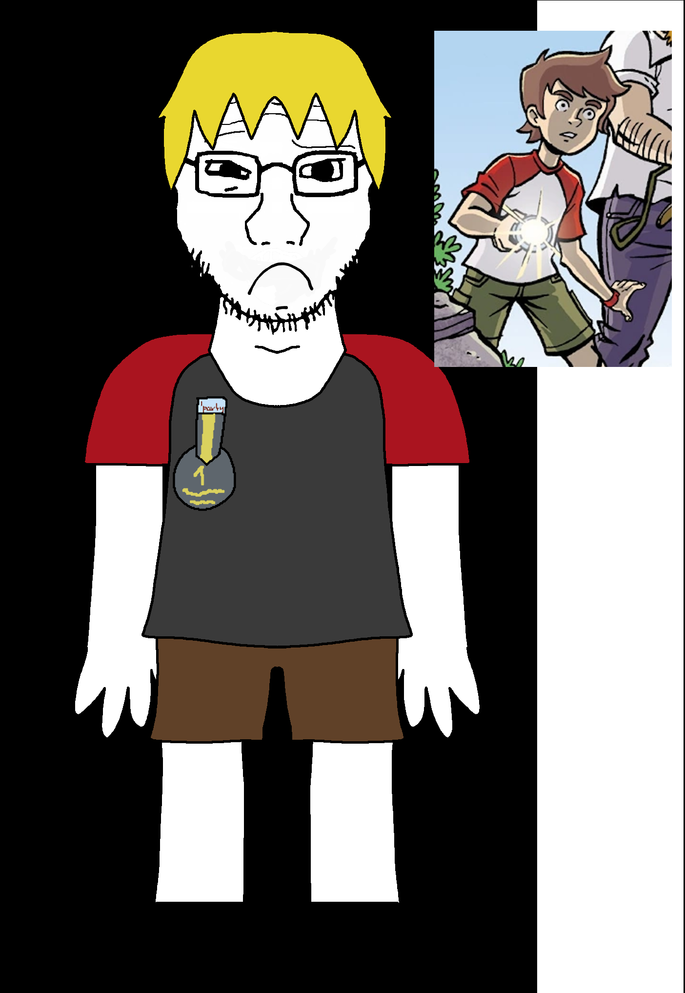 crazy dave, nate higgers, soyak, soyak front, natejak, award, black background, blonde hair, brown pants, clothes