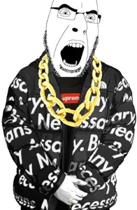 cobson, angry, arm, chain, clothes, drip, glasses, hands, open mouth, soyjak