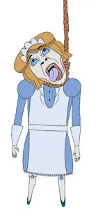 ack!, anti emmy the robot, blue eyes, emmy the robot, hanging, nandroid, noose, orange hair, robot, rope
