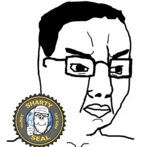 a24 slowburn soyjak, chudjak, 2soyjaks, badge, closed mouth, gem, glasses, hair, hands, ias
