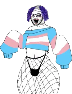 soyak, crazed troonjak, soyak (crazed), choker, coomer artstyle, crazed, femboy, glasses, leg, makeup