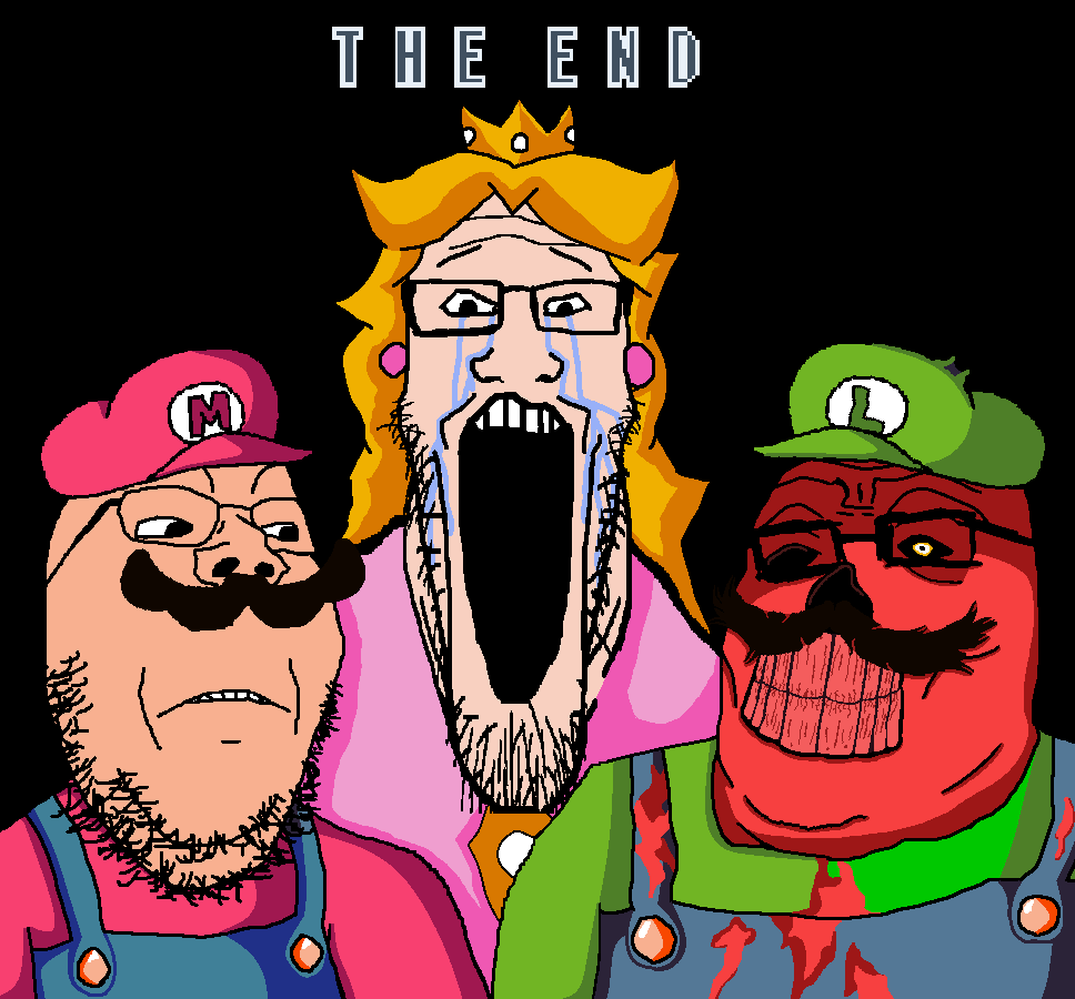 luigi, mario, princess peach, gapejak, markiplier soyjak, tony soprano soyjak, soyjak trio, 3soyjaks, angry, blonde hair